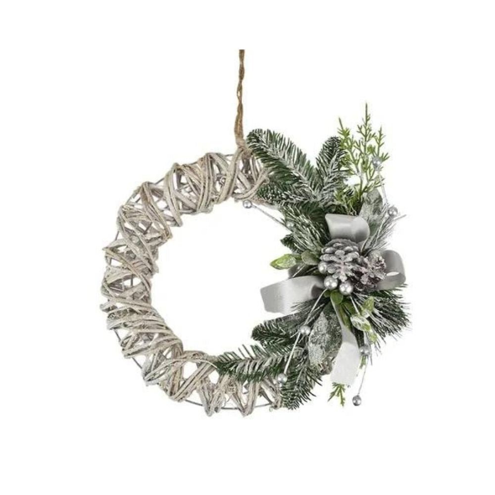 Rattan Wreath W/Pine Needles, 30cm - My Christmas