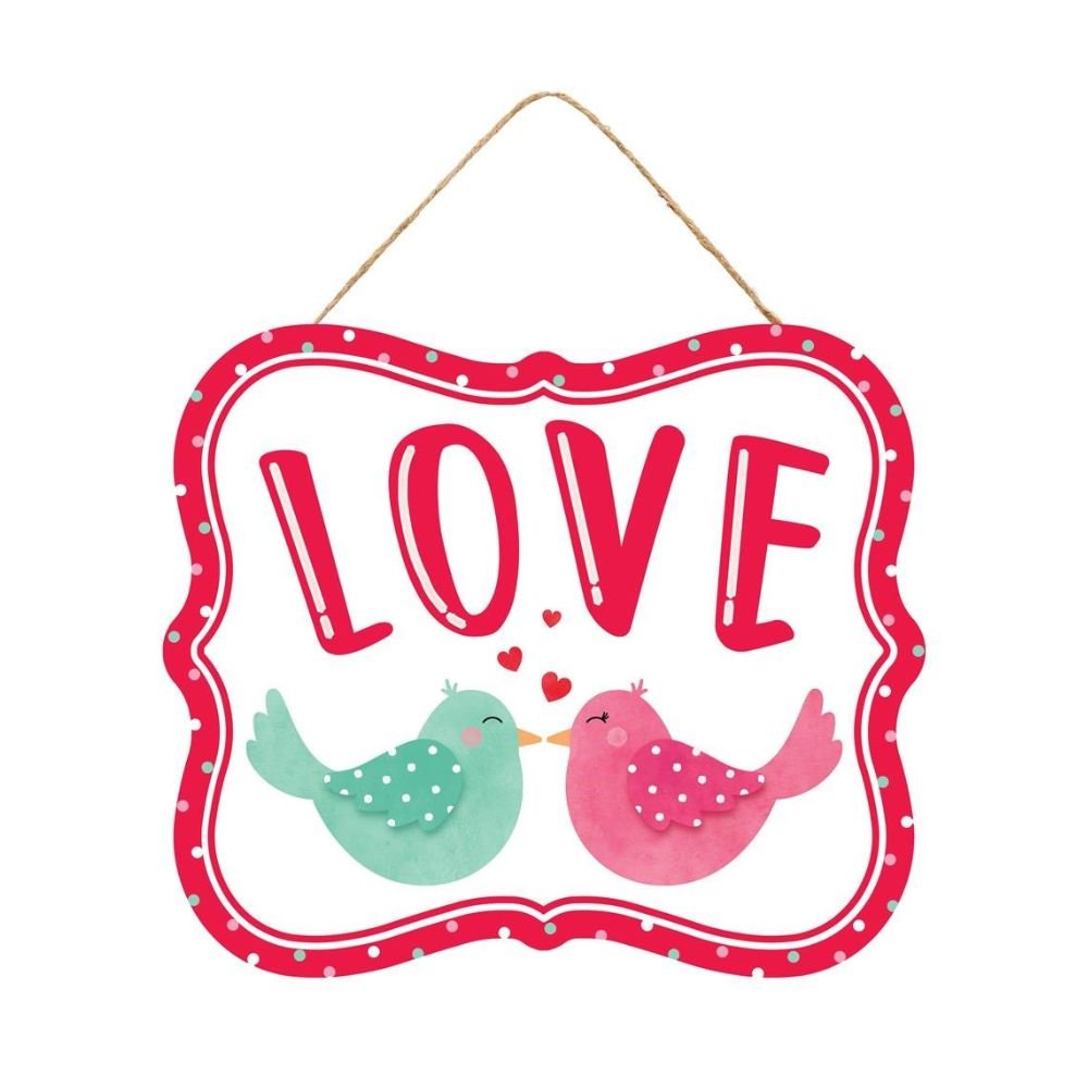 Red and White, Love Birds Sign - My Christmas
