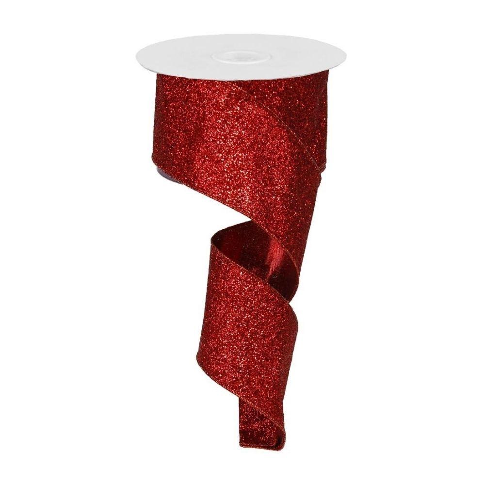 Red Glitter Ribbon., 45m - My Christmas