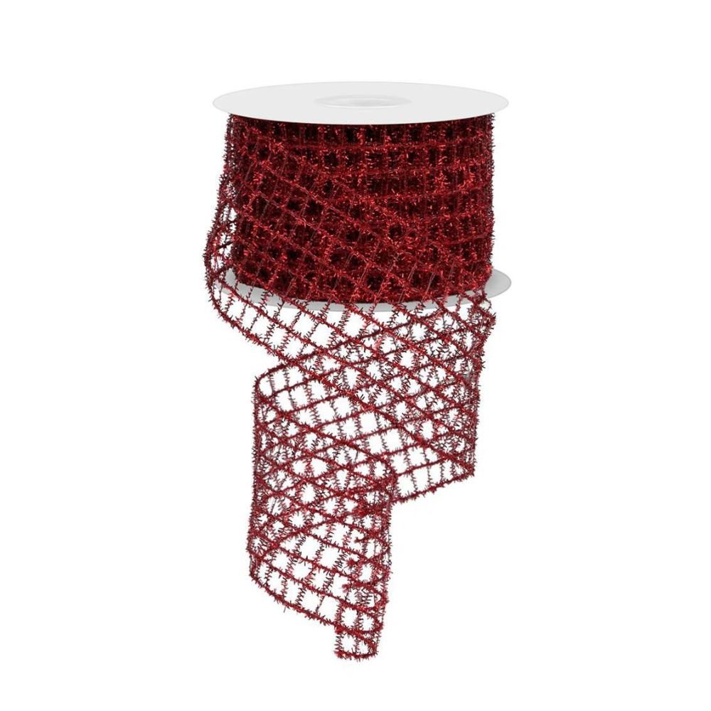 Red Tinsel Mesh Ribbon - My Christmas