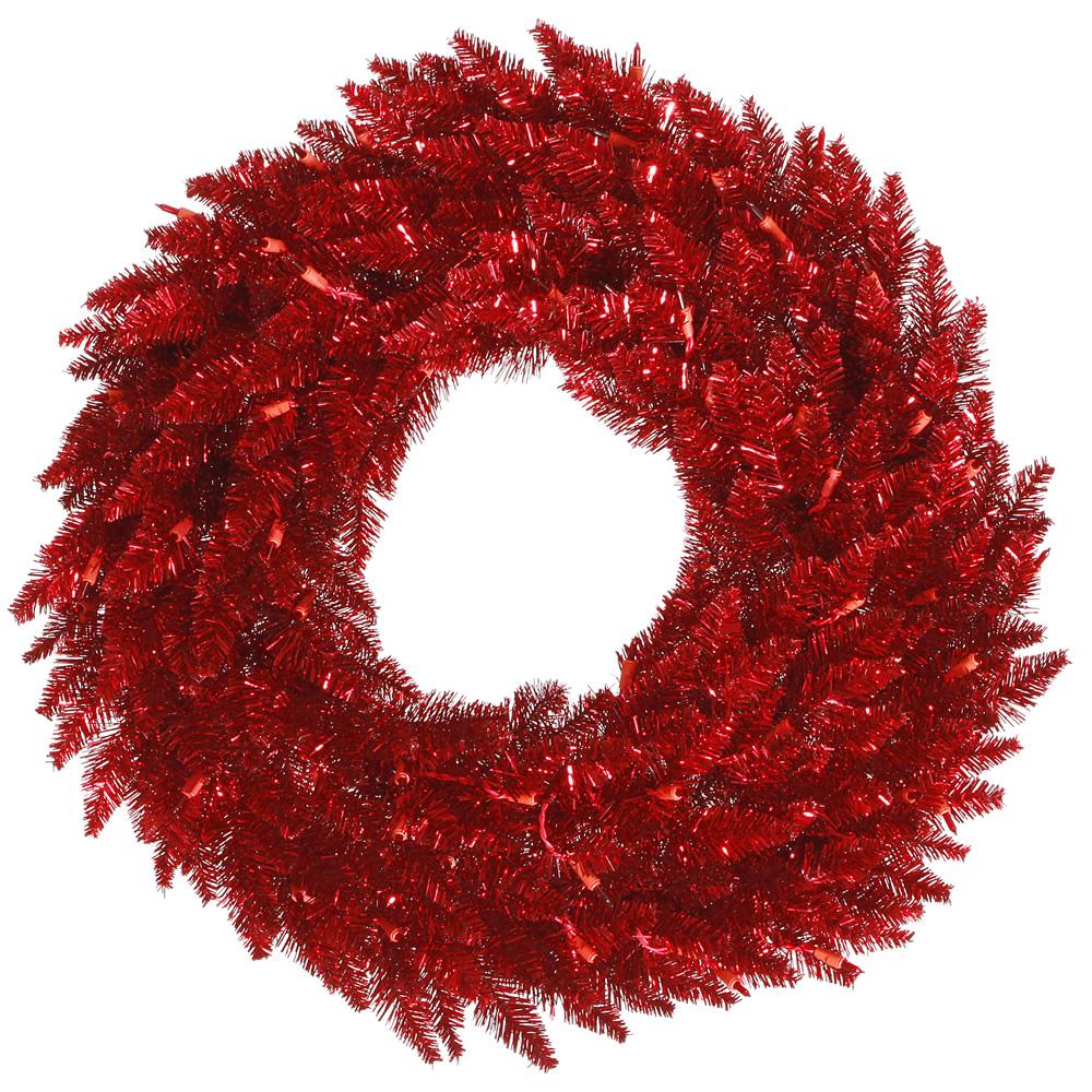 Red Tinsel Wreath, 60cm - My Christmas