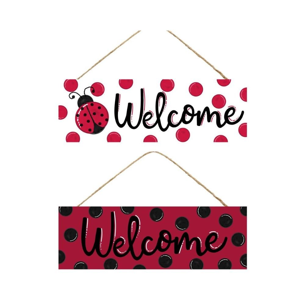 Red, White and Black Ladybug Welcome Sign - My Christmas