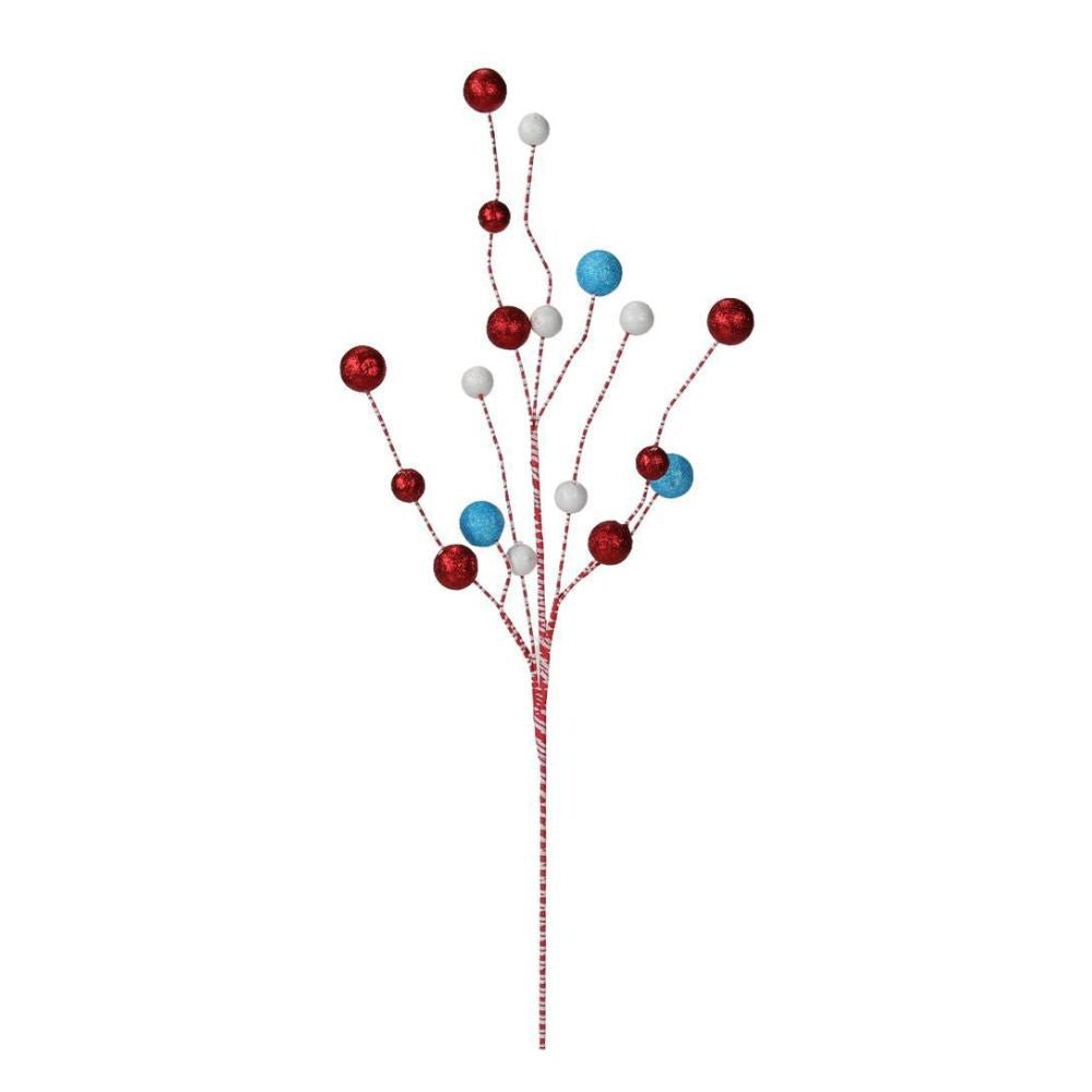 Red, White and Blue Glitter Ball Spray - My Christmas