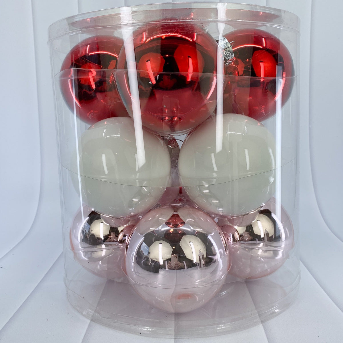 Red, White and Pink Glass Bauble Pack, Various Sizes - My Christmas