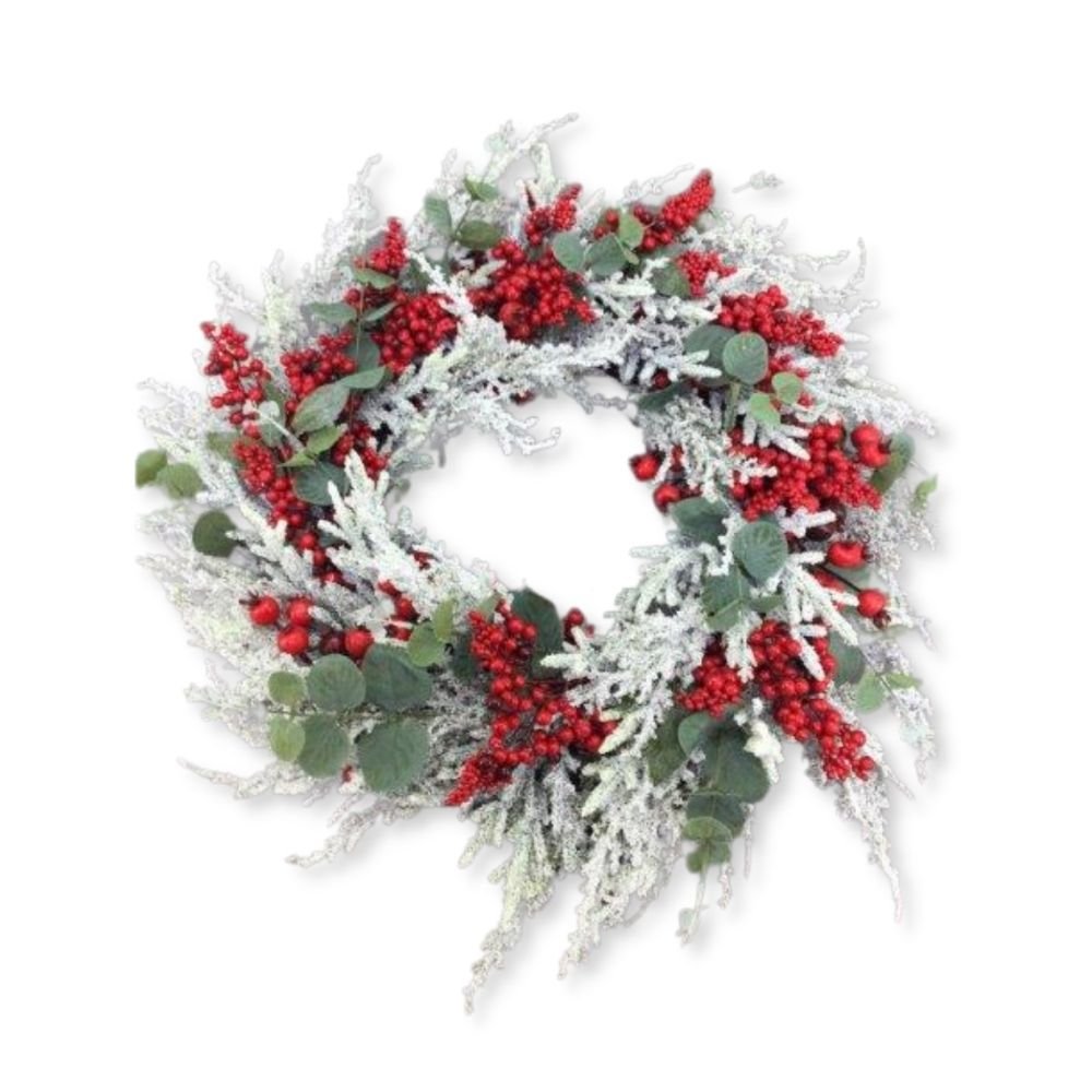 Red White Berry Wreath - My Christmas