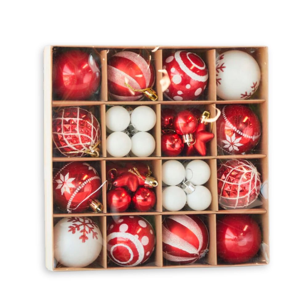 Red & White Ornaments, 42pc set - My Christmas