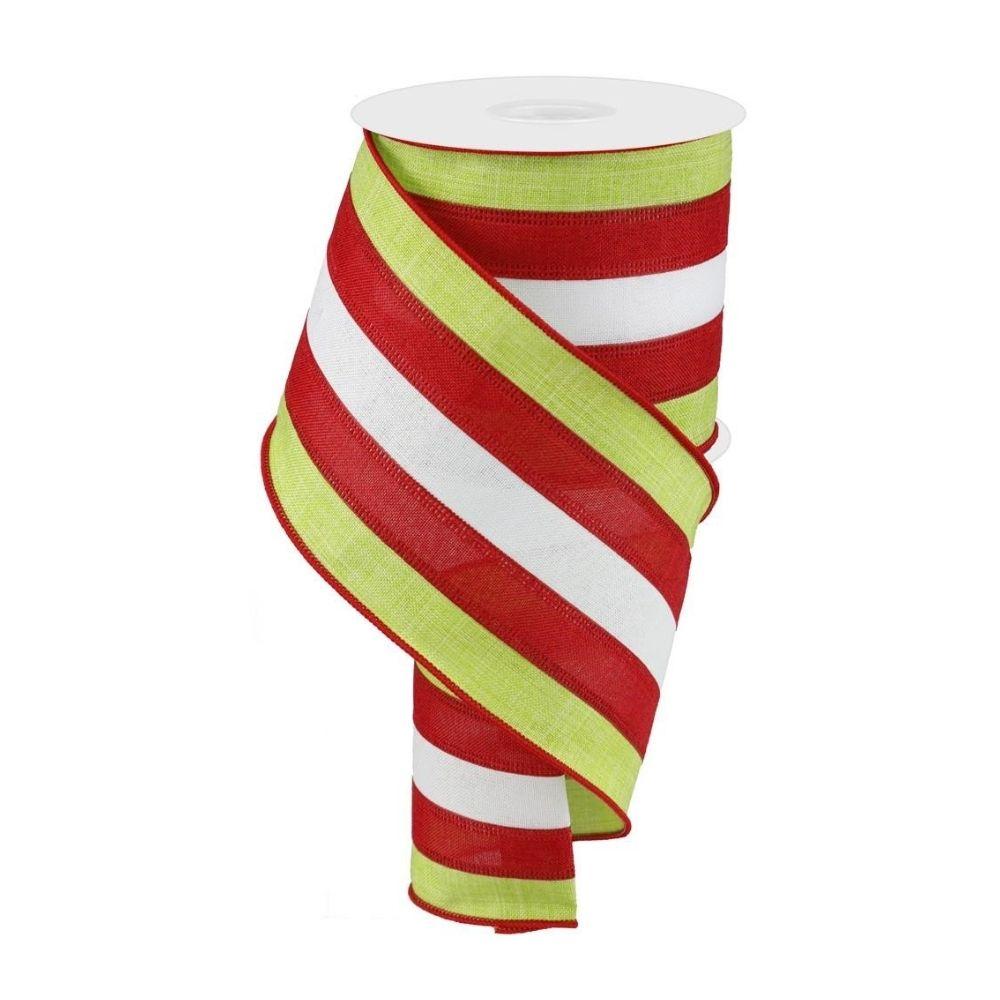 Red/White Green Stripe Ribbon - My Christmas
