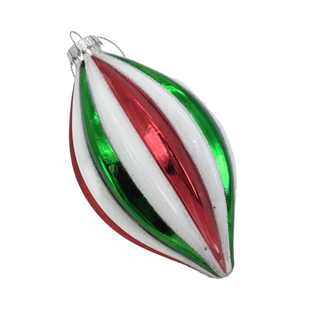 Red/White/Green Glass Finial - My Christmas