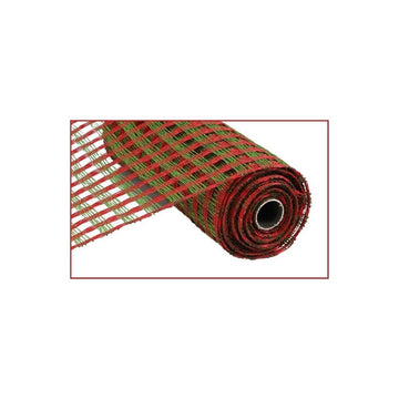 Red and Lime Burlap Mesh - 25cm