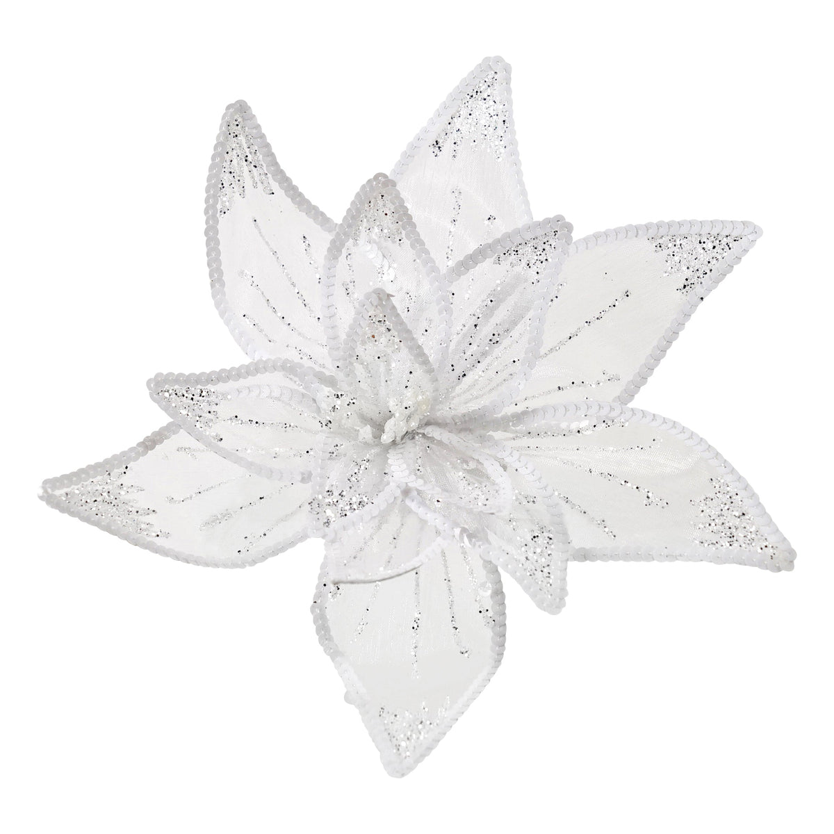 Sheer White Clip On Flower - My Christmas