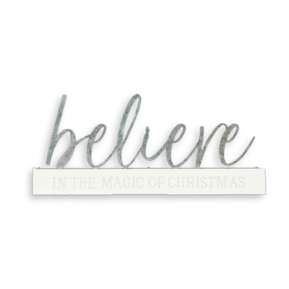 Silver Believe Table Sitter - My Christmas