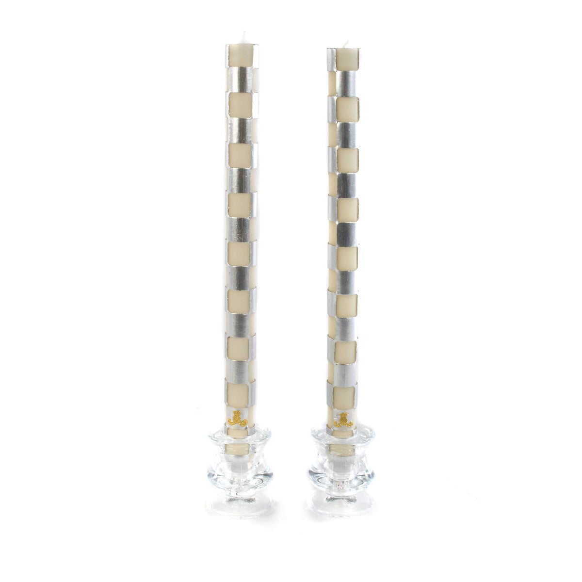 Silver Check Candles - Set of 2 - My Christmas