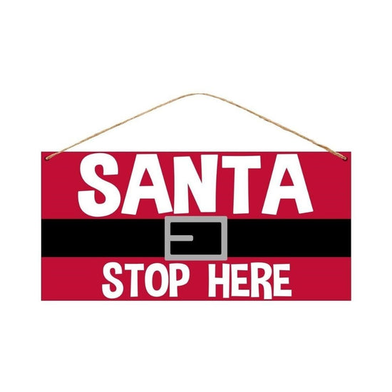 Tin Santa Stop Herę Sign - My Christmas