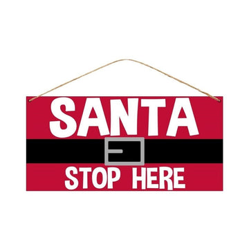 Tin Santa Stop Herę Sign - My Christmas