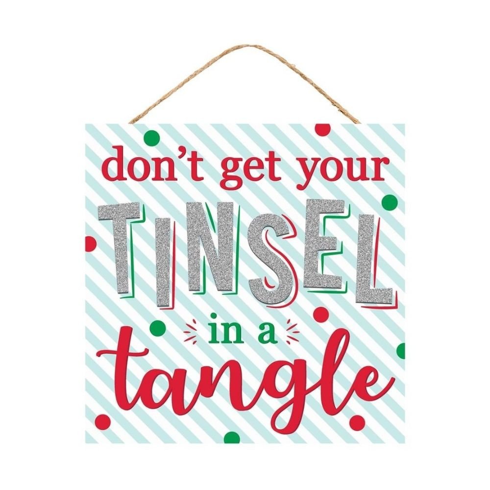 Tinsel In A Tangle Glitter Sign - My Christmas