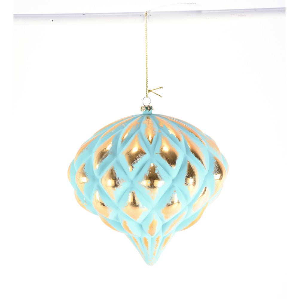Turquoise/Gold Onion Ornament - My Christmas