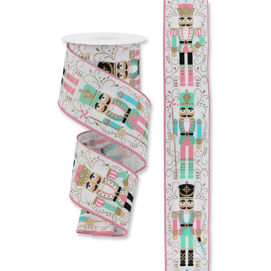 White and Pink Nutcracker Ribbon - My Christmas