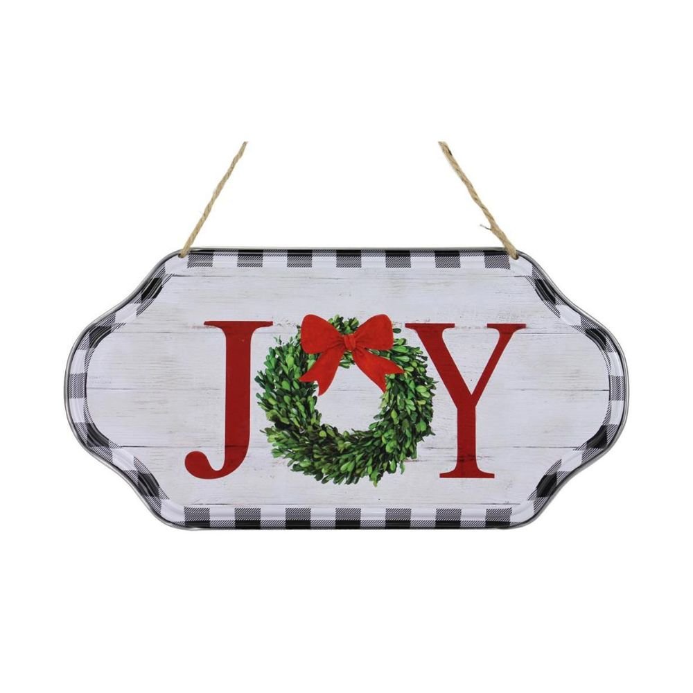 White and Plaid Joy Sign - My Christmas
