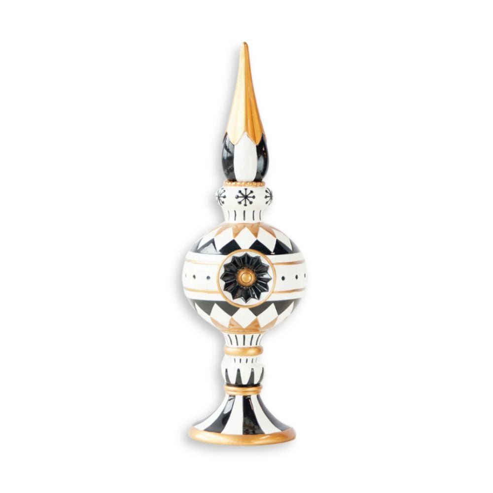 White & Black Finial Candle Holder - My Christmas