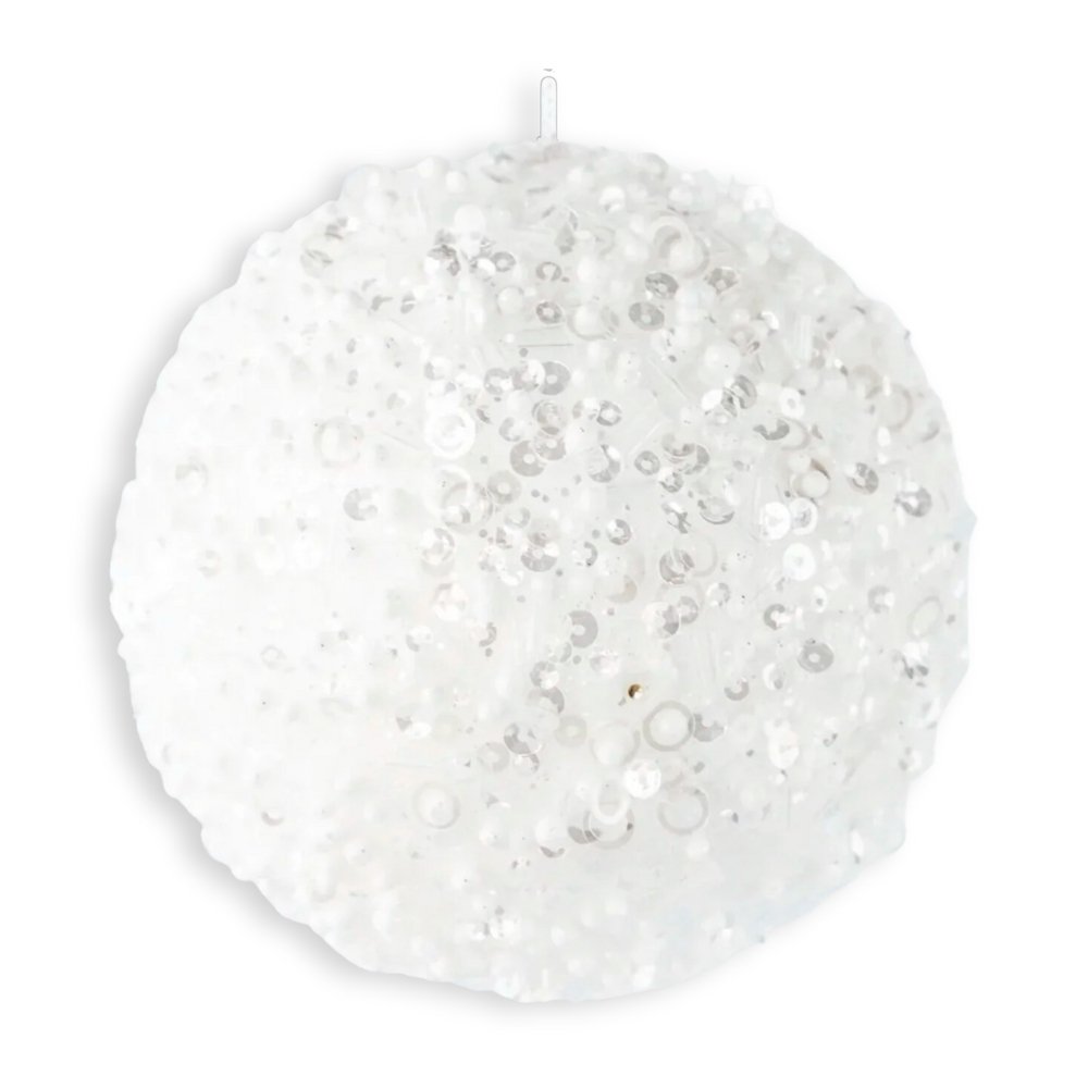 White Glitter Bead Ball - My Christmas