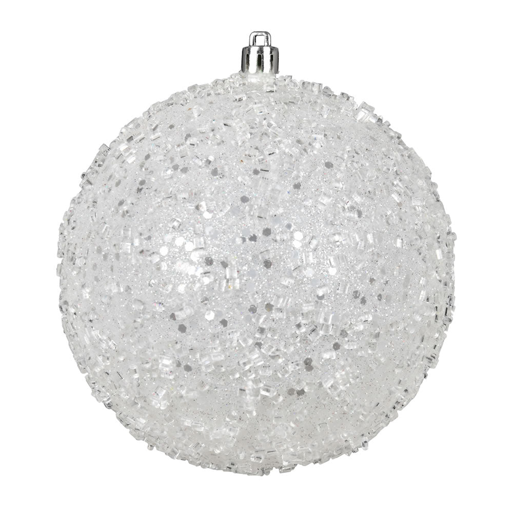 White Glitter Hail Bauble, 10cm - My Christmas