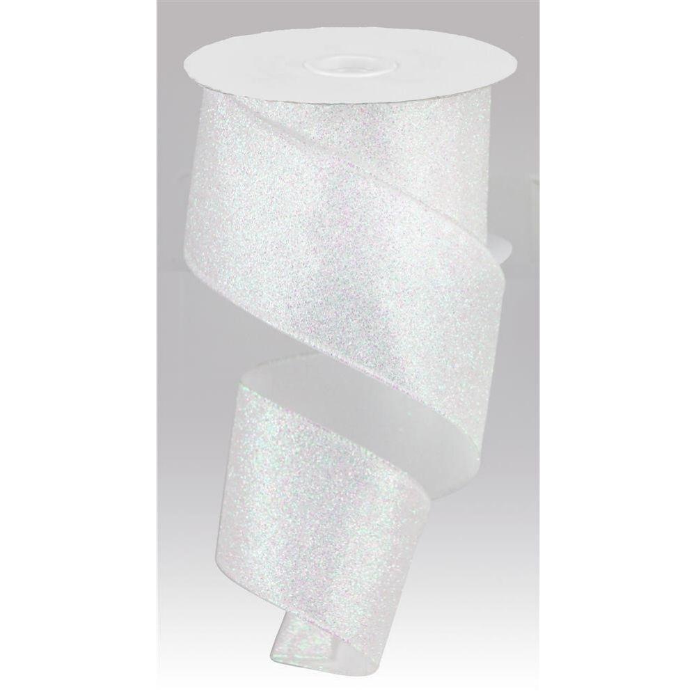 White Iridescent Glitter Ribbon - My Christmas