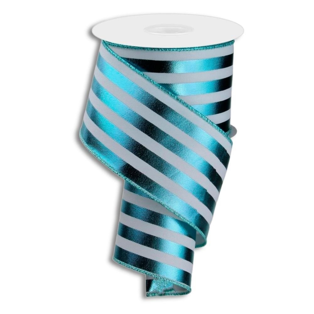 White Metallic Stripes Ribbon - My Christmas