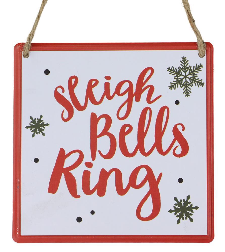 White, Red, Dark Green and Black Sleigh Bell Sign - My Christmas