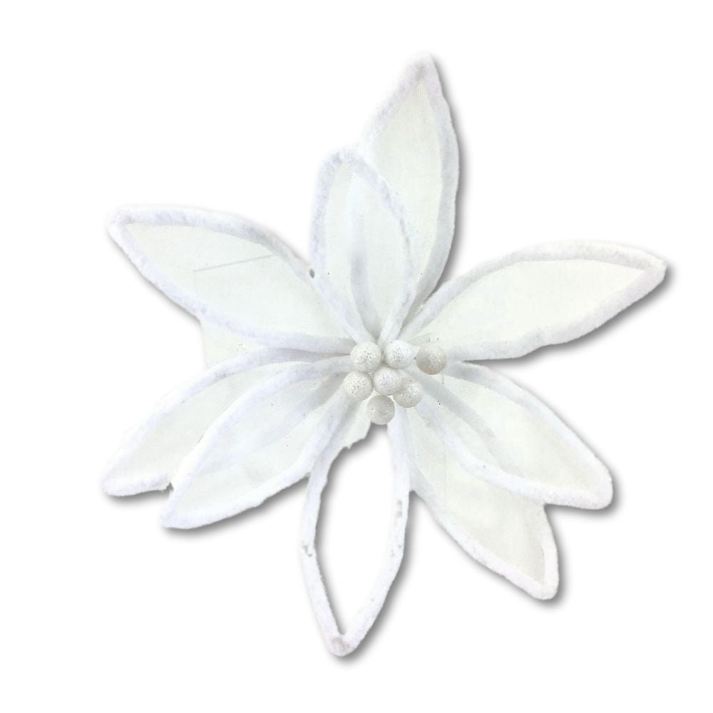 White Sheer Flower Ornament - My Christmas