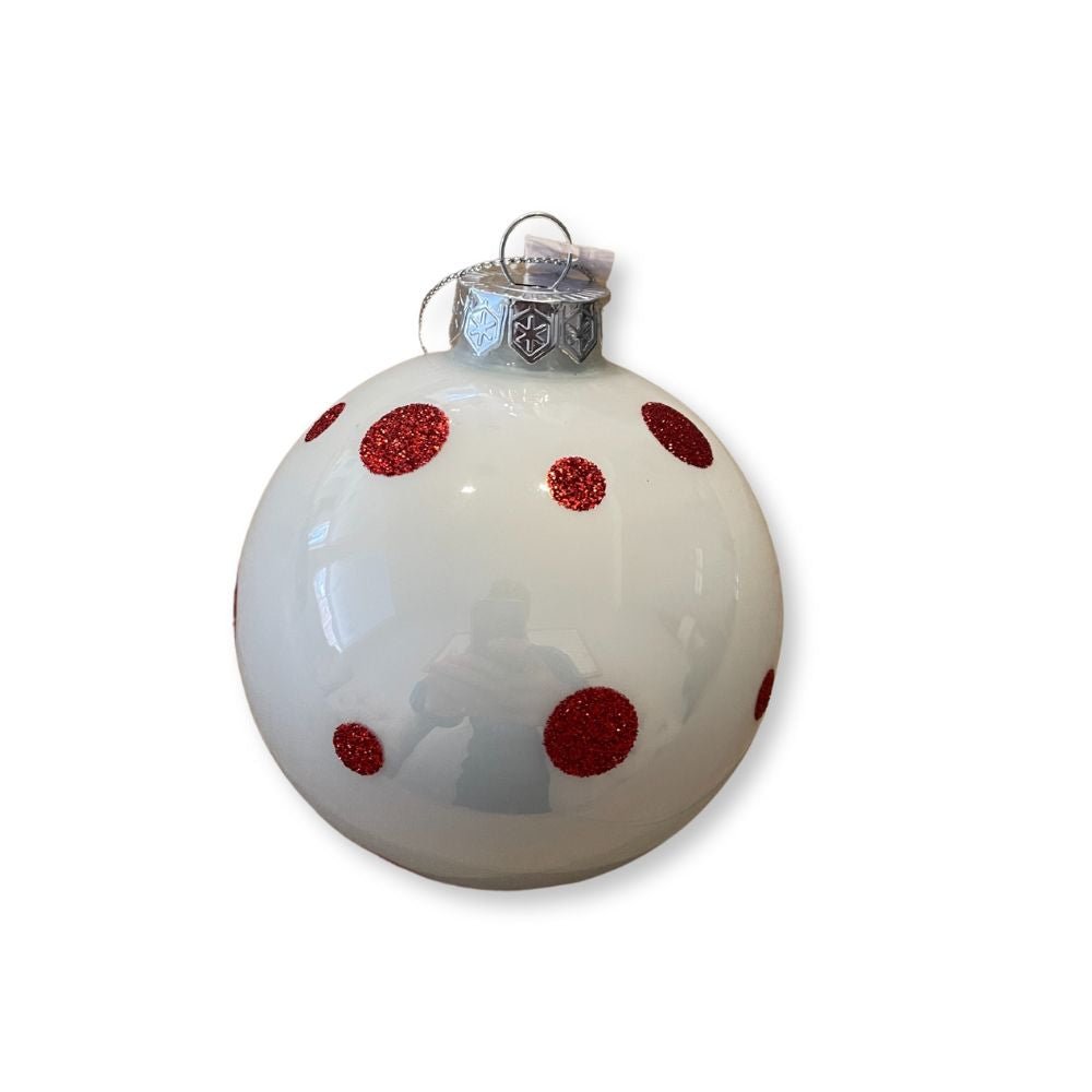 White W/Red Dots Ornament - My Christmas