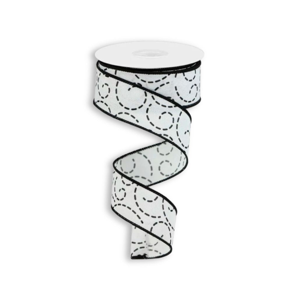 White/Black Ribbon, 3.8cm Wide - My Christmas