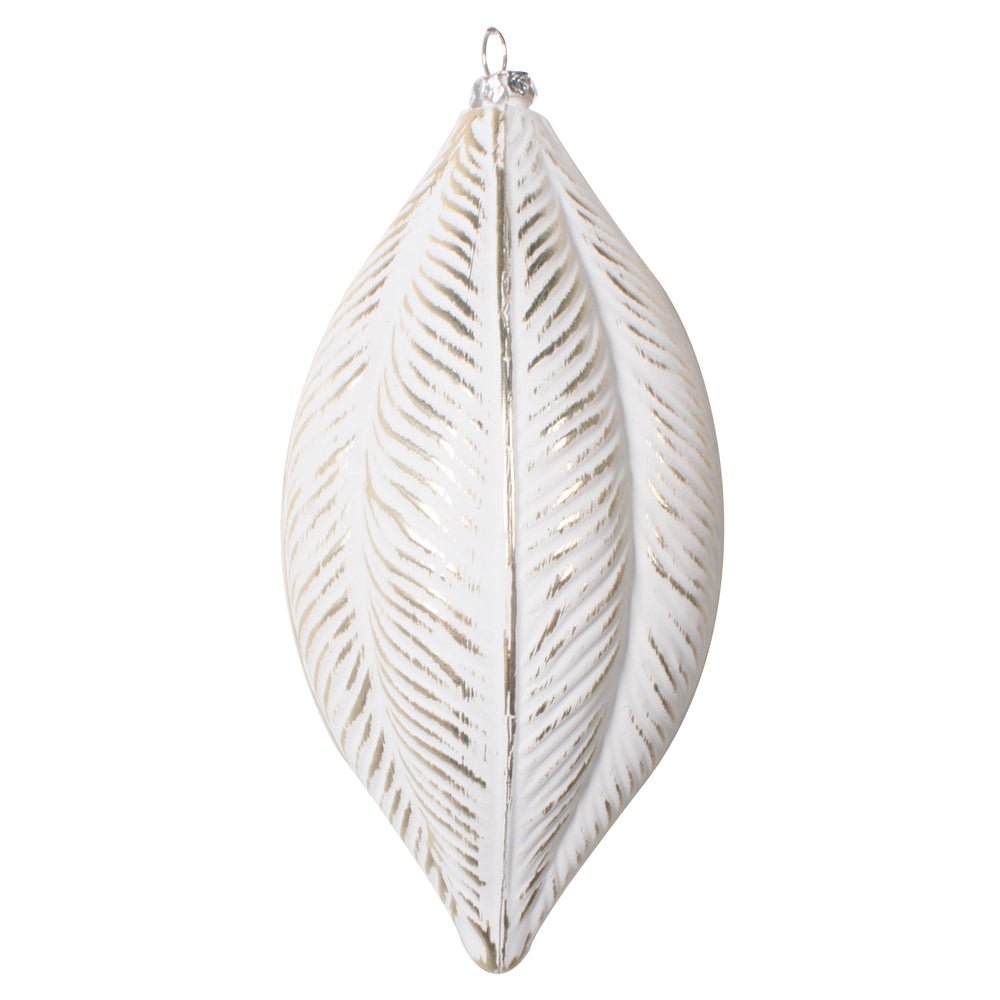White/Champagne Brushed Feather Ornament - My Christmas